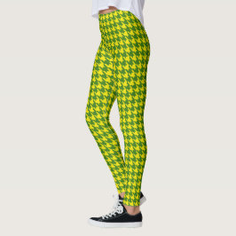 Leggings Jaune et Green Pied De Poule Houndstooth