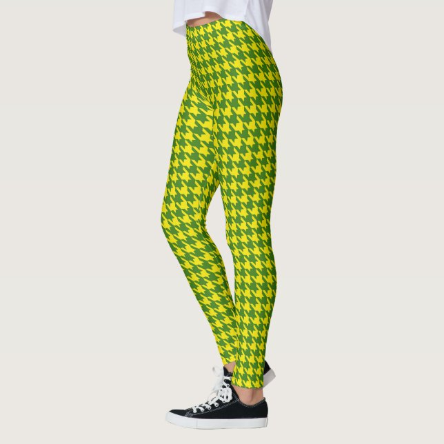 Leggings Jaune et Green Pied De Poule Houndstooth (Gauche)