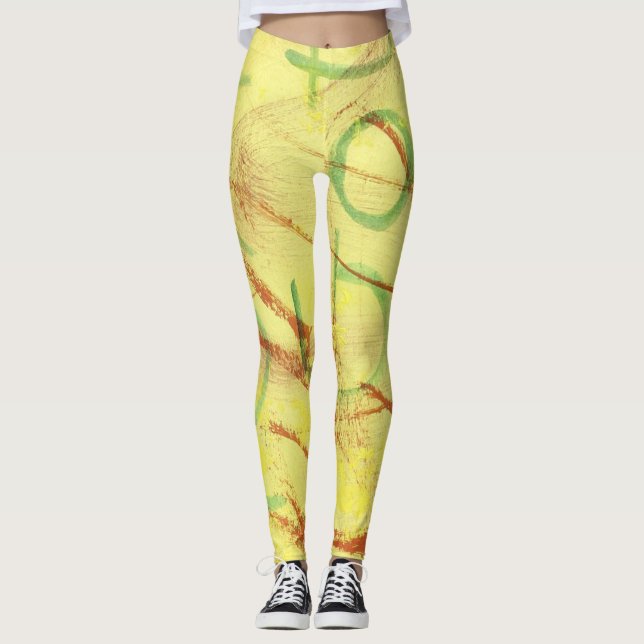 Leggings Jaune et Vert de conception Legging. (Devant)