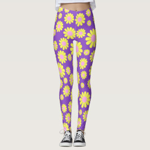 Leggings Jaune marguerite violet