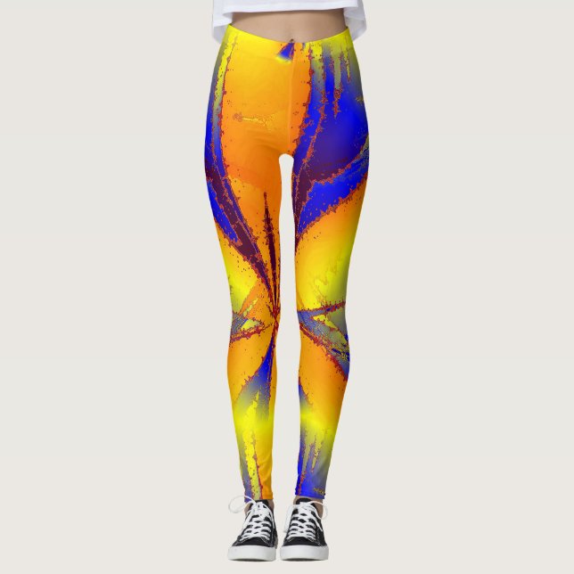 Leggings jaunes orange bleu énergie (Devant)