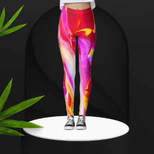 Leggings Jaunes Roses Bold Vibrant Confort élégant