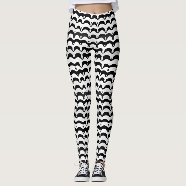 Leggings Jazzy Black & White Meling Zebra Stripes (Devant)