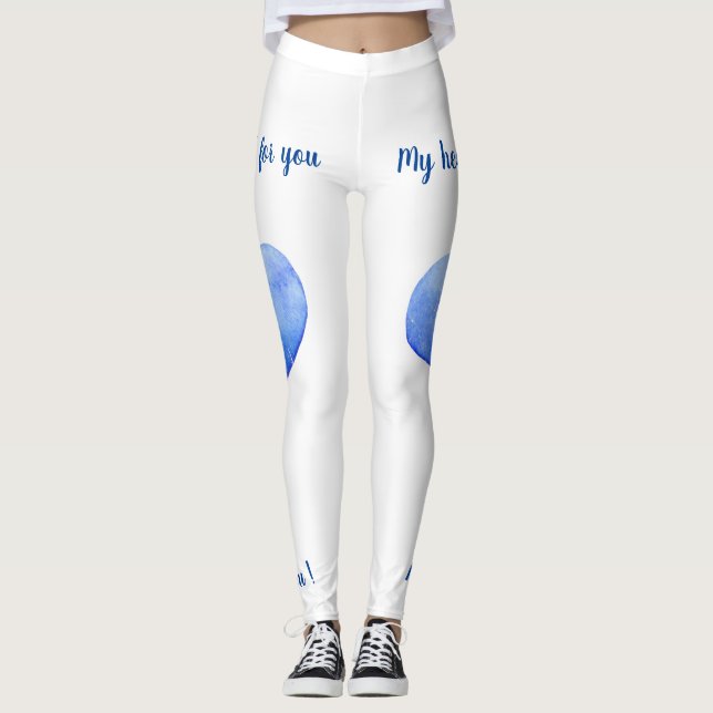 Leggings Je t'aime Coeur Bleu mignon Saint Valentin Flip (Devant)
