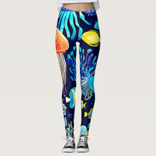 Leggings Jellyfish & Fish : Plaisir marin profond