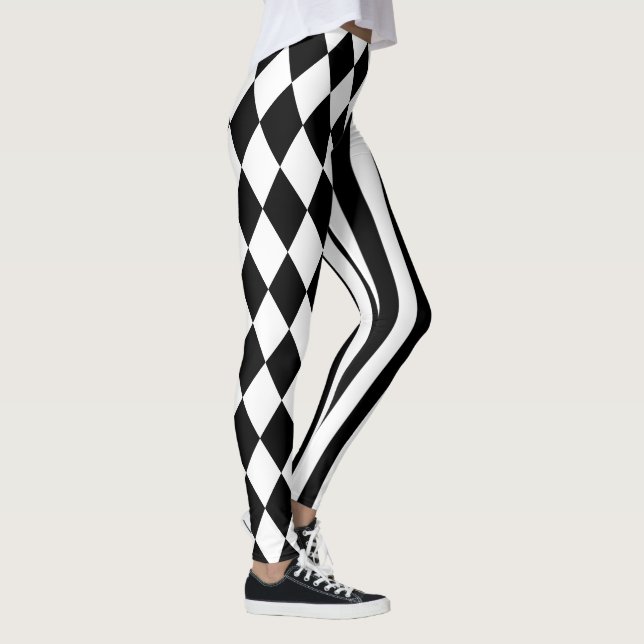 Leggings Jester Diamond pour hommes de l'Arlequin noir blan (Droite)
