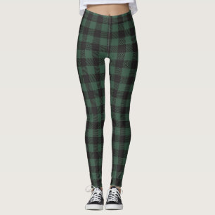 Leggings Jeu de bison vert et noir