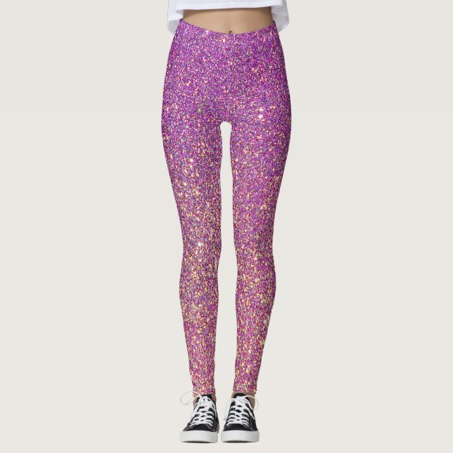Leggings Jeu de pattes roses pourpres (Devant)