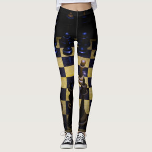 Leggings Jeu d'échecs Brown noir et bleu