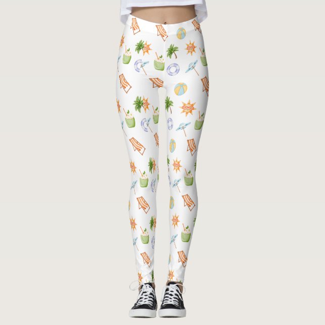 Leggings Jeune Noix de Coco Tropical Paradis d'Été (Devant)