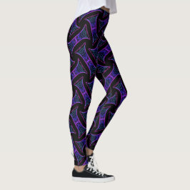 Leggings Jimette Blaue Mauve Design auf Schwarz