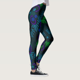 Leggings Jimette Blaues Gründesign auf schwarz