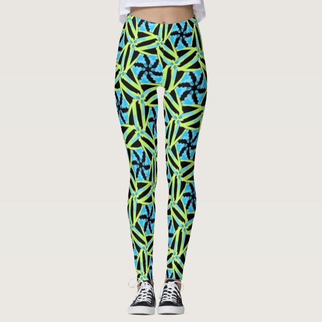 Leggings Jimette Design Blau und Schwarz (Vorderseite)