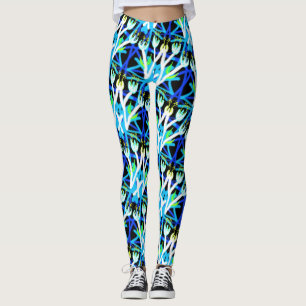 Leggings Jimette Design Blaue und weiße Blumen