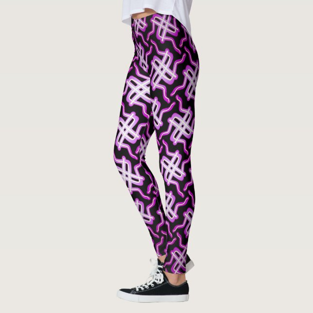 Leggings Jimette Design Fuchsia weiß auf Schwarz (Links)