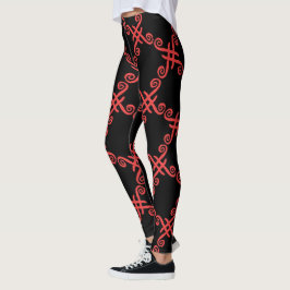 Leggings Jimette Design Rot auf Schwarz