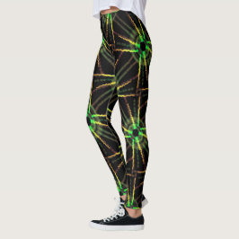 Leggings Jimette Grünes und gelbes auf schwarz