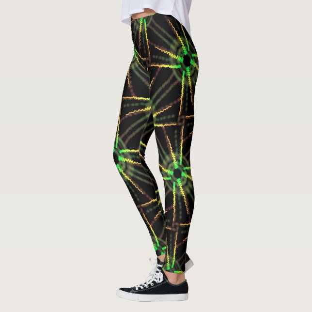Leggings Jimette Grünes und gelbes auf schwarz (Links)