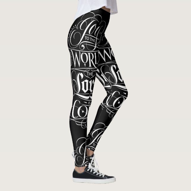 Leggings Joie blanche noire au monde Lettering Noël (Droite)