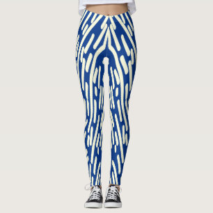 Leggings Joli blanc & bleu classique "Ratti_Creative_Arts"