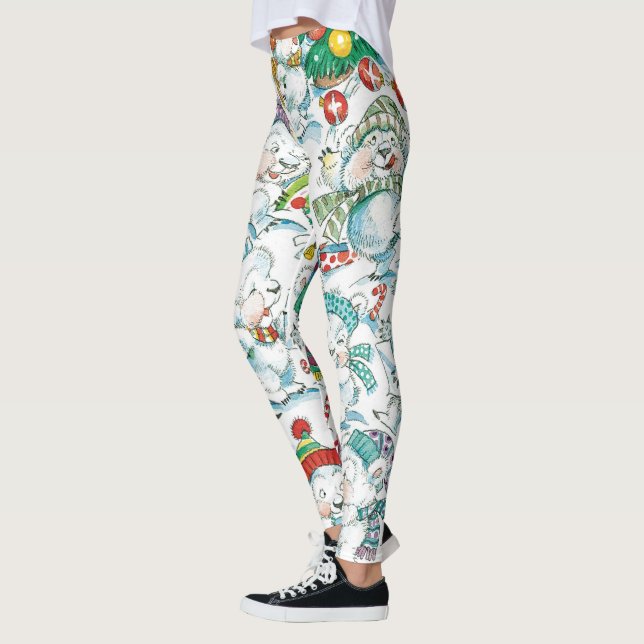Leggings Joli caricature Noël Polaire Ours Penguin Party (Gauche)