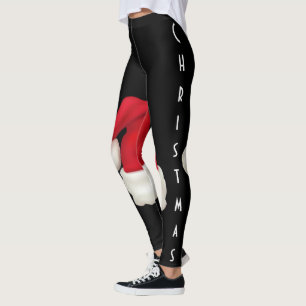 Leggings Joli chapeau Santa Joyeux Noël Typographie noir