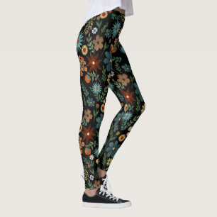 Leggings Joli coloré Ditsy Design floral noir
