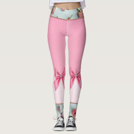 Leggings Joli dans les vaches et les fleurs roses