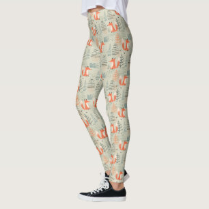 Leggings Joli Doodle Fox Forest Motif de bois