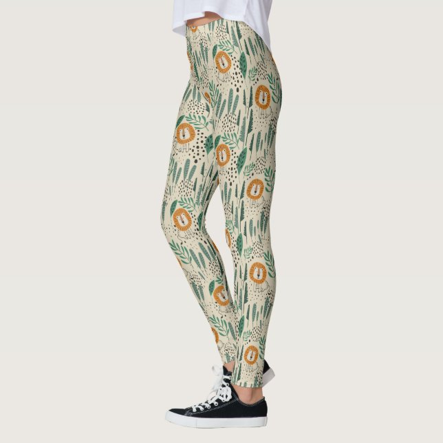 Leggings Joli Doodle Lion Jungle Rainforest Motif (Gauche)