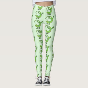 Leggings Joli gecko vert salutations avec dessin animé