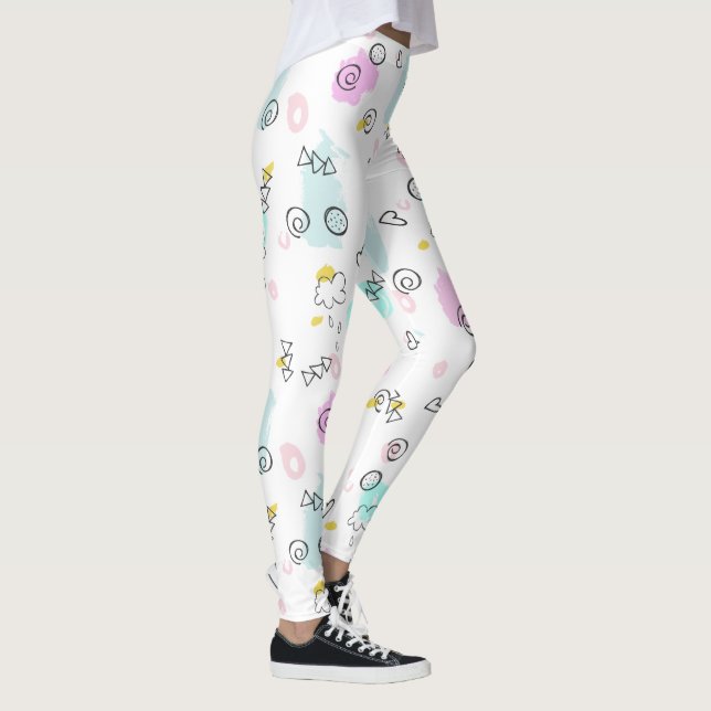 Leggings Joli gribouillage à main géométrique motif (Droite)