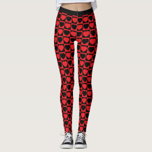 Leggings Joli jeu Rouge Coeur Noir Design Yoga