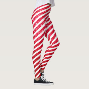 Leggings Joli motif à rayures pailletées de canne à bonbons