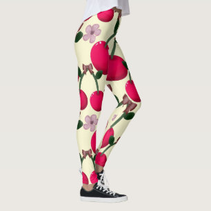 Leggings Joli motif de cerise rouge