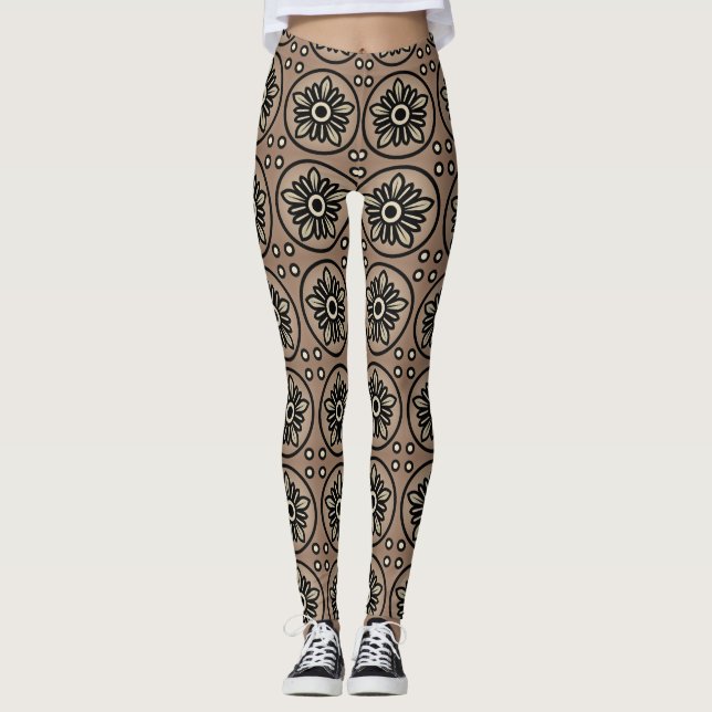 Leggings Joli motif de fleurs dans les nuances Brown (Devant)