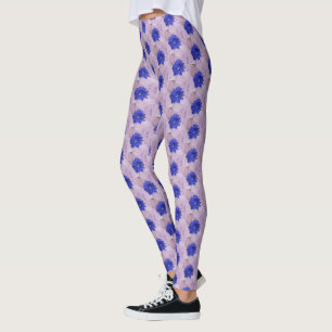 Leggings Joli Motif de fleurs violettes avec Arrière - plan