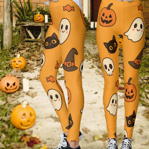 Leggings Joli motif d'Halloween – Citrouilles, fantômes et