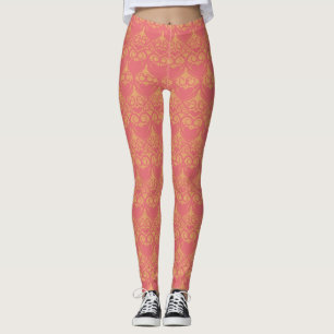 Leggings Joli Motif orange et rose