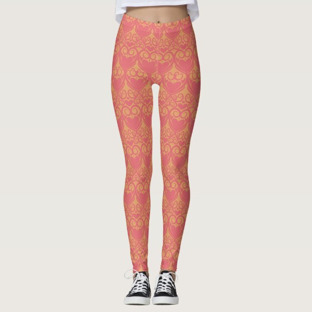 Leggings Joli Motif orange et rose (Devant)