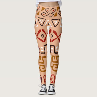 Leggings Joli motif Tribal coloré rose et marron tendance
