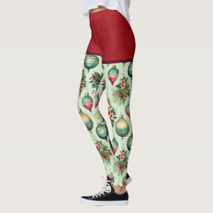 Leggings Joli Noël Rétro, Noël Floral