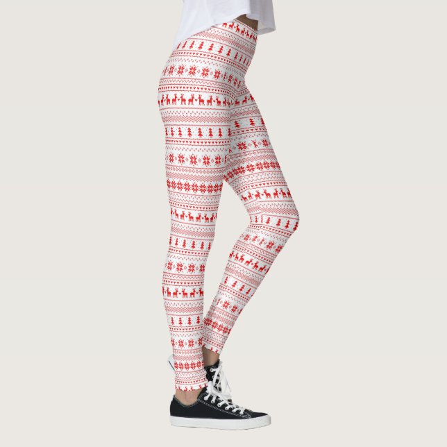 Leggings Joli Noël Sweat Knit Vacances Nouvel An ROUGE (Droite)