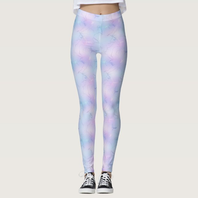 Leggings Joli Pastel Marbre Lavande Ciel bleu rose (Devant)