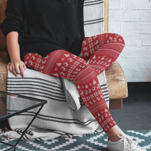 Leggings Joli Reindeer rouge rétro Flocon de neige Noël