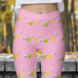 Leggings Joli rose Deux Petits Oiseaux Motif