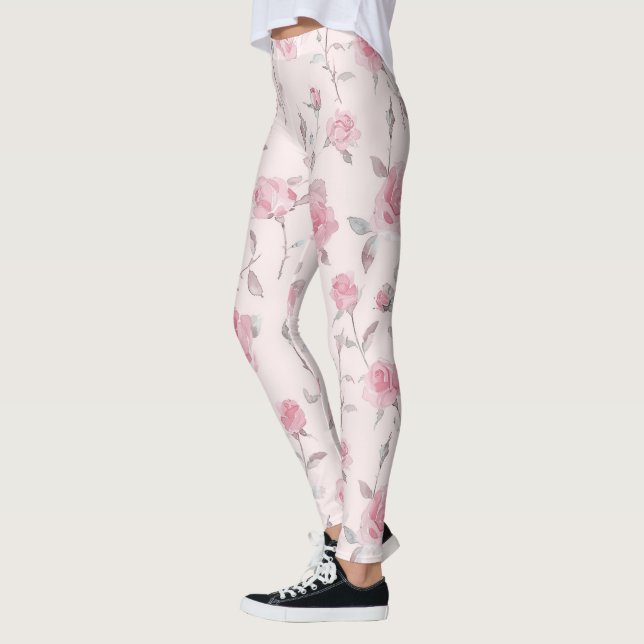 Leggings Joli rose rose florale (Gauche)