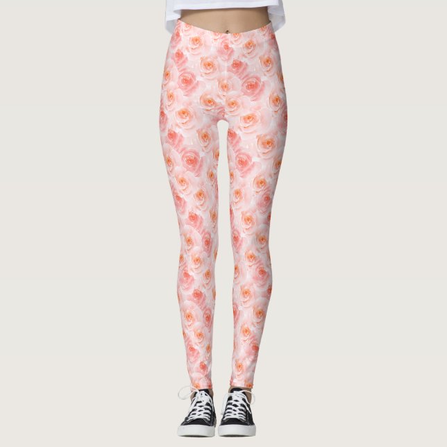 Leggings Joli Roses d'aquarelle rose (Devant)