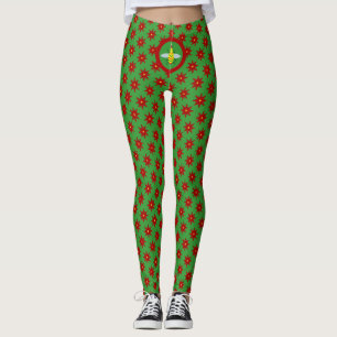 Leggings Jolie abeille de Noël et fleurs de Poinsettia