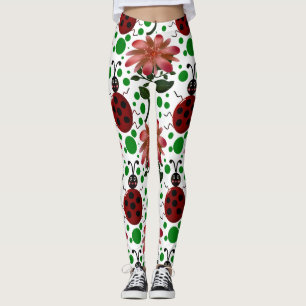 Leggings Jolie coccinelle et motif de fleur rose Dessin à